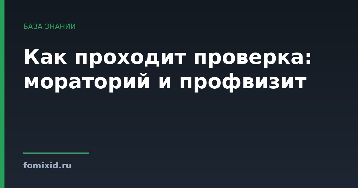 Как проходит проверка: мораторий и профвизит