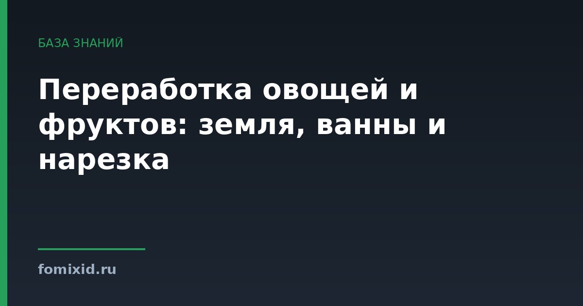 Переработка овощей и фруктов: земля, ванны и нарезка